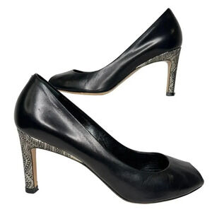 MAX MARA Leather Peep Toe Embellished Heel Pumps Sz. 6